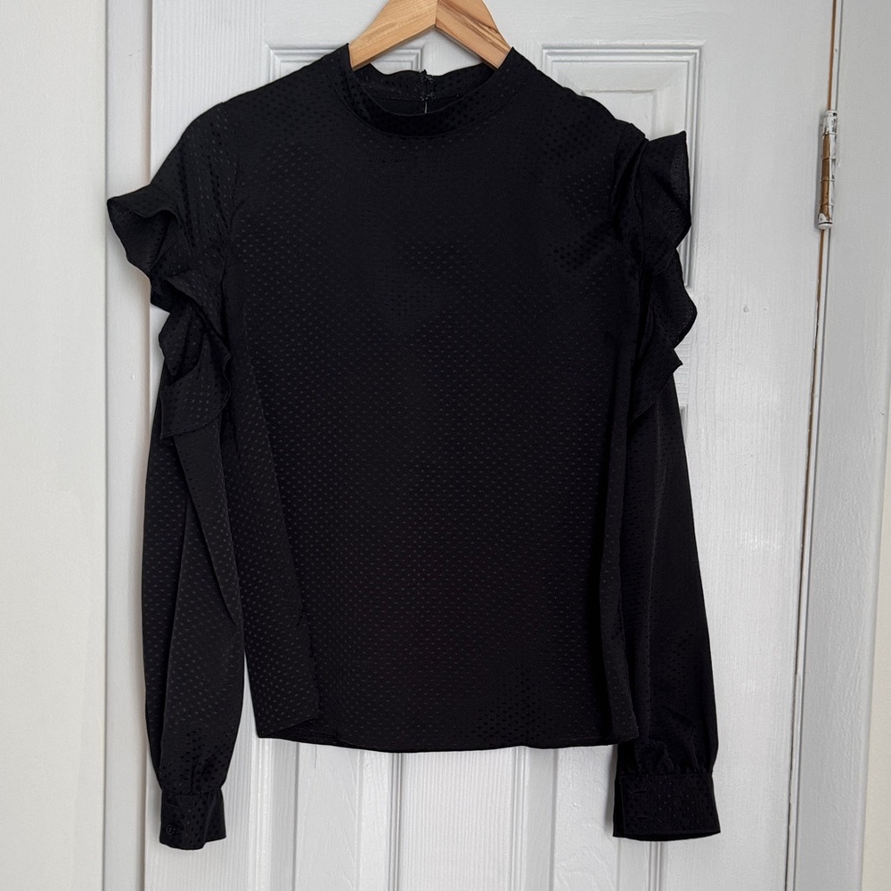 EXPRESS Elegant Black Ruffle Sleeve Top